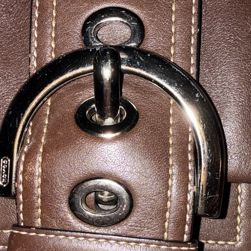Coach Dark Brown Leather Shoulder Bag with Silver Hardware - Picture 7 of 16